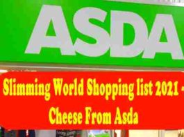 Asda Slimming World Shopping list 2021 - Cheese From Asda
