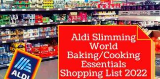 Aldi Slimming World Baking/Cooking Essentials Shopping List 2022